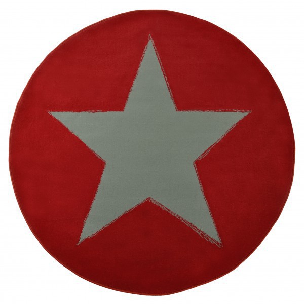Design Velours Teppich Stern rund rot grau 140 cm Design Velours Teppich Stern rund rot grau 140 cm