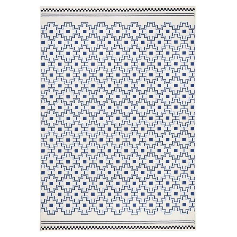 Designer Velours Teppich Cubic Jeansblau Creme Teppiche Designer Velours Teppich Cubic Jeansblau Creme Teppiche