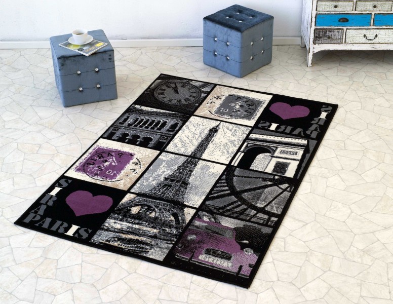Kurzflor Designer Teppich Paris 140x200cm eBay Kurzflor Designer Teppich Paris 140x200cm eBay