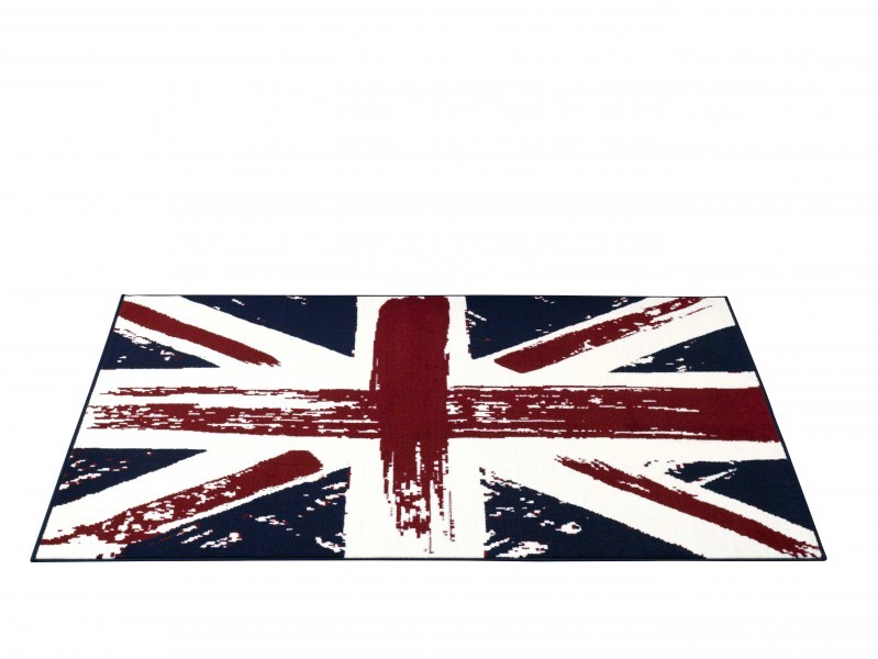 Design Velours Teppich Union Jack Vintage blau rot creme Design Velours Teppich Union Jack Vintage blau rot creme